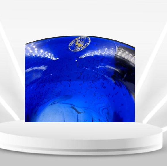 👣4/$20. Cavalier Cobalt Blue Glass Vase  Controlled Bubble - Picture 4 of 5
